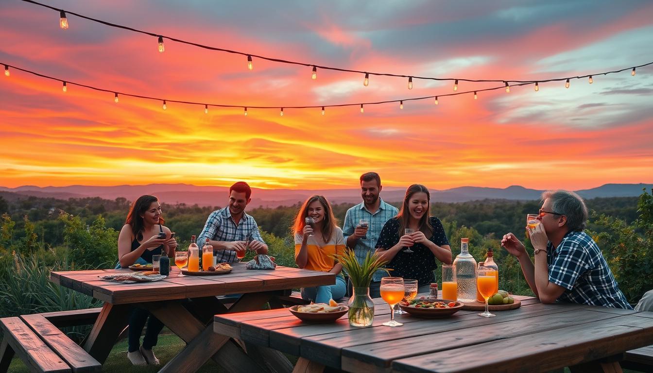 5 dicas para economizar em festas com paisagem ao pôr do sol